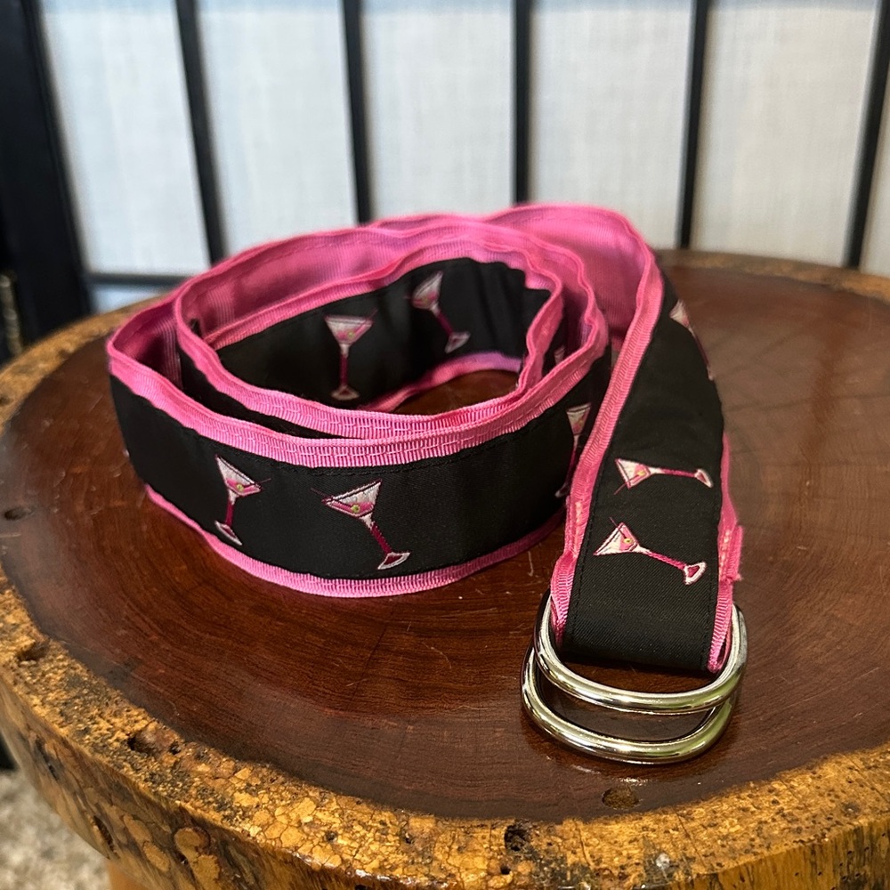 Eliza B Pink Black Belt with Martini Design